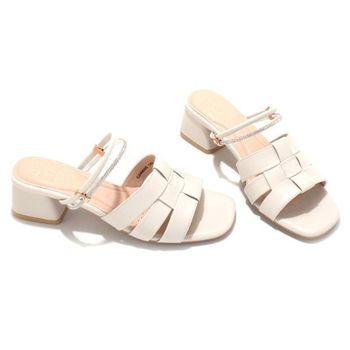 세라 여성 소가죽 스퀘어 위빙 스트랩 투웨이 샌들 TCM24006 아이보리 4CM..