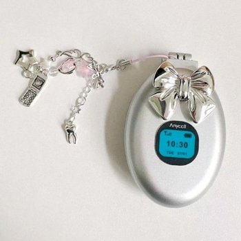 레트로 Y2K 폴더<b>폰</b> 손거울 빗 키링 <b>피처</b><b>폰</b> 휴대용 소품 2종세트-WFRN...