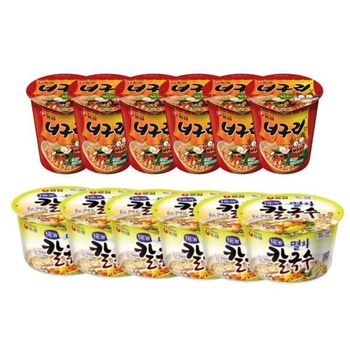 농심 너구리 컵 62g x 6개 + 농심 멸치칼국수 75g x 6개