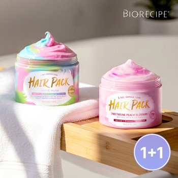 [오늘출발] [1+1] 바이오레시피 1초 데미지 케어 헤어팩 300g 2종 /단백질트리트먼트 단백질헤어팩 미용실