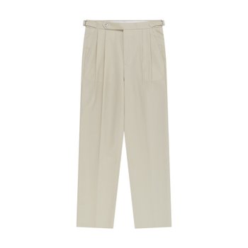 Essential Cotton Twill Adjust 2-Pleated Relaxed Chino (Ecru)