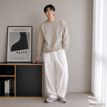 남자 스판 라운드 오버 밑단 조절 맨투맨 DJ-TSW-SGAA3000M