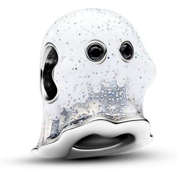 판도라 참 Moments Glow in the Dark Boo 인공 크리스털이 들어간 스털링 실버로 고스트 팔찌 79