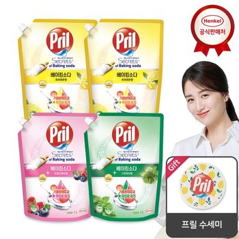 프릴 베이킹소다 1000ml x4개 주방세제_프릴 수세미