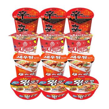 컵라면 소컵 4종 혼합 / 신라면3 + 새우탕3 + 진라면매운맛 3 + 왕뚜껑미니 3 (S11311528)