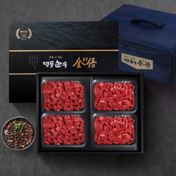 [9/30(화)낮12시주문마감](냉장/암소)[명품한우금오]1등급 한우선물세트 1kg (불고기500g+국거리500g)
