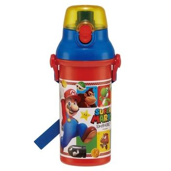 슈퍼마리오 원더 원터치 어깨끈물병 480ml 항균+ 물통 아동물병