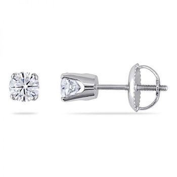 [해외] Amour 우먼 1 2 CT TW 다이아몬드 스터드 귀걸이 Screwback In 14K 화이트 골드 JMS003111 70333