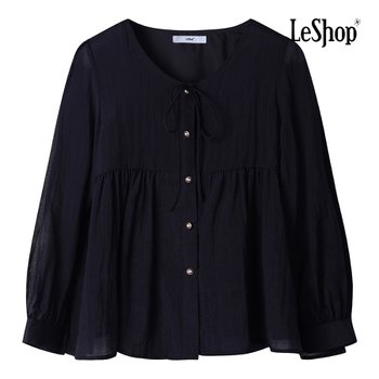 라운드 리본넥 셔링 블라우스 (BP2BL015A)