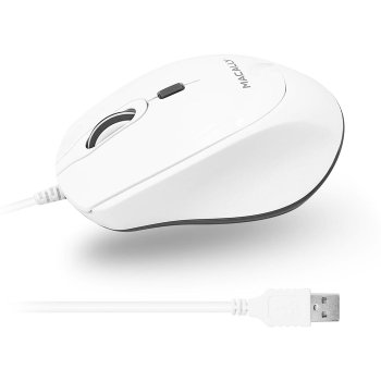 [해외] 매컬리 USB 유선 마우스 PC 맥용 화이트 5피트 케이블 4DPI 플러그앤플
