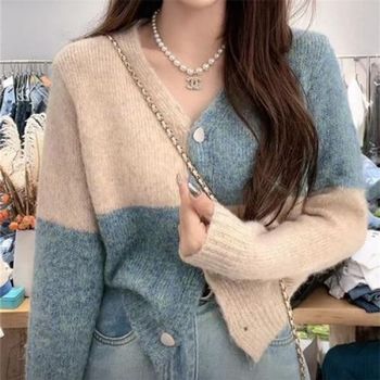 한판 SRSY6878 모던한 퍼즐 여성 니트 가디건 DE231003 지