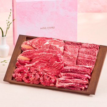 [8월5일부터 순차출고]1++(9) 한우 갈비 선물세트 1.2kg 시그니처5호 (등심 300g, 살치 200g, 갈비살 200g*2, 국거리 300g)