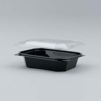 DL-204 블랙 (뚜껑+용기) PET재질/600개 배달용기 사각용기 샐러드용기 반찬용기 PET