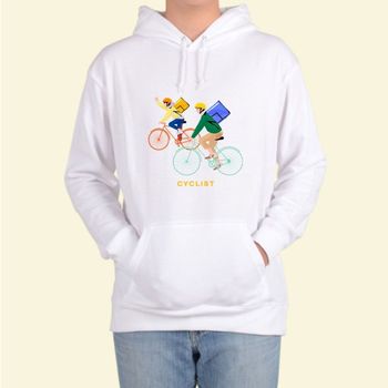 아르바이트해요 디자인 후드티 자전거로 남녀공용 커