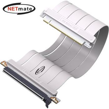 Netmate PCIe 5.0 180도 일자형 그래픽카드 라이저 케이블(화이트) 30cm 그래픽케이블