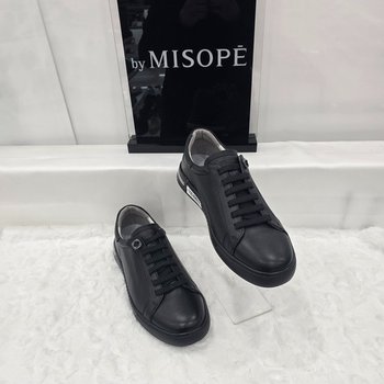 By 남성 모던 레더 스니커즈 122HH430GH004 BLACK 2_JJ