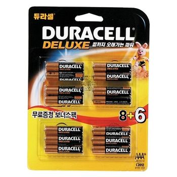 문구사무/듀라셀 알카라인 디럭스 건전지(AAA8 plus 6) 생활용품 사무기기 디지털가전 충전기