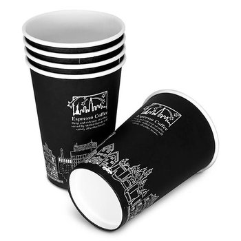 국산 1회용 뉴욕 블랙 디자인 종이컵 음료수컵 13oz 390ml 1000개