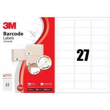 3M 바코드 라벨 21327 일반형 상품권 택 라벨지 27칸 100매 라벨링기