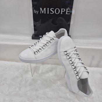 By미소페 남성 워싱 레더 심플 스니커즈 121HT910ZP021 WHITE 3