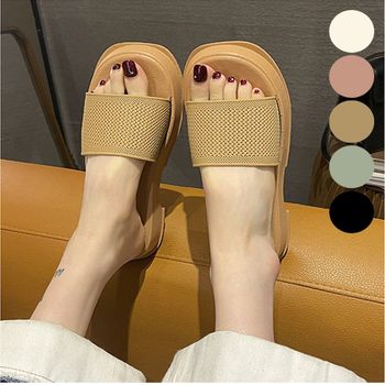 여자 AK57RG87 굽 있는 여름 슬리퍼 라탄 푹신한 쓰레빠 3.5cm