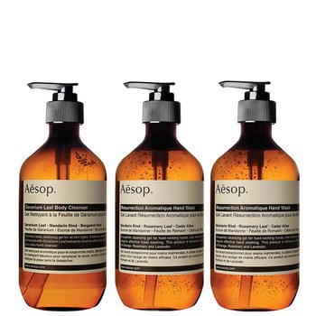 [해외] AESOP 이솝 제라늄 리프 바디 클렌저 & 레저렉션 아로마티크 핸드 워시 2개 500ml 세트
