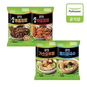 풀무원 볶음짜장2인+볶음짬뽕2인+가쓰오우동2인+멸치칼국수2인