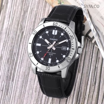 카시오 MTP-VD01L-1E 다이버룩 빈티지 캐쥬얼 스포츠 남자 가죽 시계 d