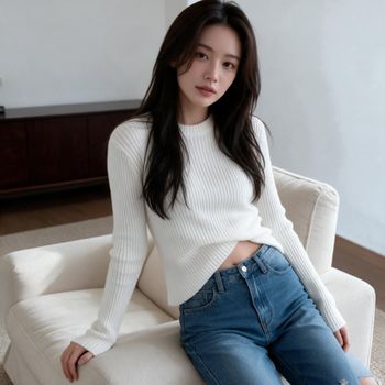 슬림핏 골지 후드 긴팔 니트 티셔츠 데일리 출근룩 캠핑룩 대학생