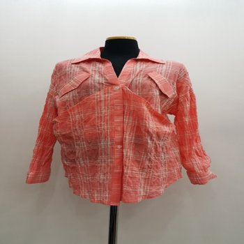 블라우스 브라우스 셔츠 F60308 큰 체크 카라 남방 오버핏