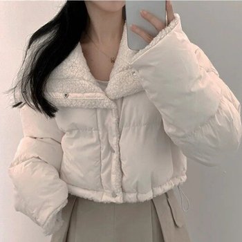 얼굴 소멸 핏 뽀글이 카라 스트링 니리아숏 패딩