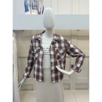 일부수량 [더틸버리] 체크 넥 칼라 긴팔 블라우스 + 나시 세트 TR9N0BL10W 2798585