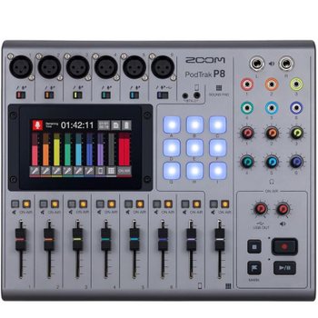 [해외] ZOOM 포드캐스트 레코더 MTR 6채널 입력 P8 터치패널 조작 믹스/편집/배포 지원 올인원 3년 보증