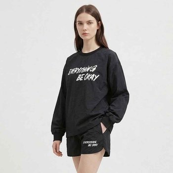 [샵앤] 여성 라운드 에브리 나염 맨투맨 반바지 셋업 세트 SHA-WSET-21168-블랙