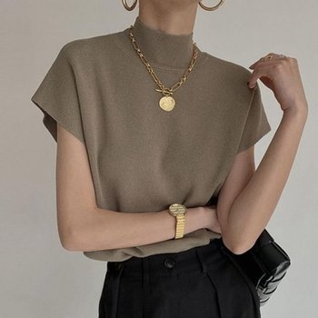 티셔츠 니트 캐주얼 숏 반팔 필수템 니트티 데일리 정 (WFGV88V)