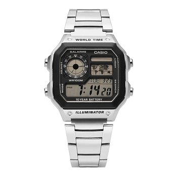 카시오 AE-1200WHD-1AVDF (AE-1200WHD-1A) 디지털 스퀘어 스포츠 군인 월드타임 남성 메탈시계