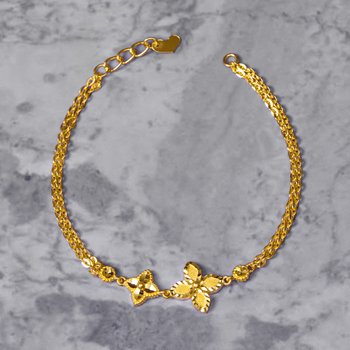 베티블루 24K 순금 투 포인트 컷팅 클로버 여성 여자 금 팔찌 7.5g