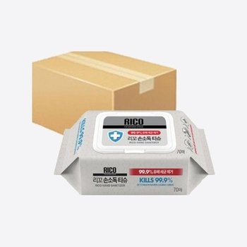 [엘루맘] 리꼬 손소독 티슈 캡형 70매 10개