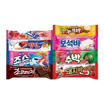 죠스바x5개+스크류바x5개+보석바x5개+수박바x5개+빙빙바x5개+초코퍼...
