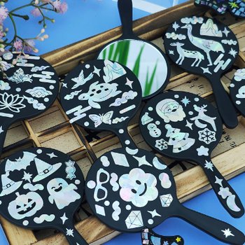 자개공예 나전칠기 한국기념품 한국전통선물 자개 스티커 미니 손거울 - 옵션