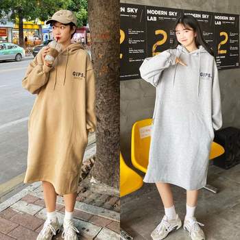 캐주얼 SI47RX26 도톰 포켓 후드 롱 원피스