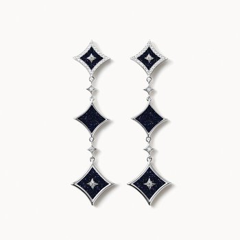 Starry 블루 샌드스톤 체인 실버귀걸이 LR60117