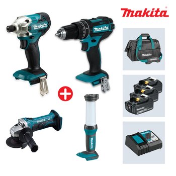 마끼다 DLX4076FR3 18V 3.0Ah 충전콤보세트 DTD156+DHP482+DGA402+DML807 임팩드릴/함마/그라인