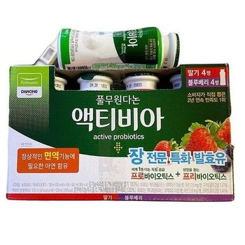 [다논] 액티비아 딸기+블루베리 멀티팩 (130ml8개) x 1개 a46045