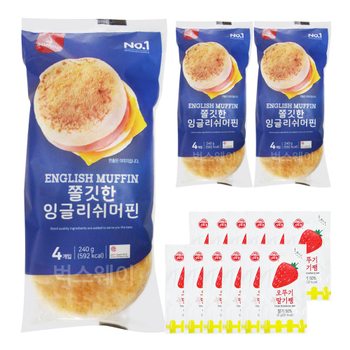 삼립 잉글리쉬머핀 3개+일회용 딸기잼 12개 세트