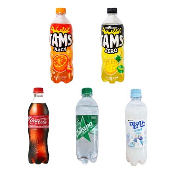 탄산음료 5종 1박스 모음 코카콜라 칠성사이다 밀키스 탐스 제로 500ml 페트 업소용