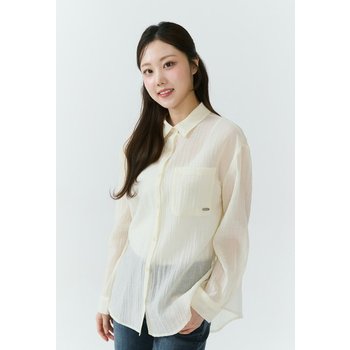 [26SS] 여성) 스트라이프 시어서커 스탠다드핏 셔츠 AQ1WWH252-IV