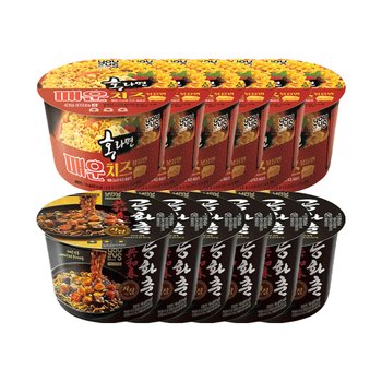 홍라면 매운치즈볶음 119g 6개 + 공화춘 짜장 160g 6개 총12개