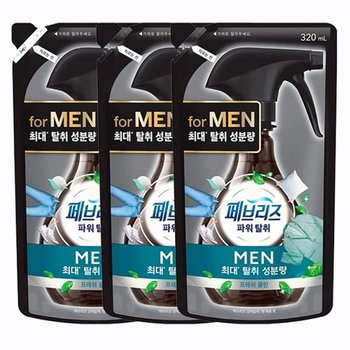 페브리즈 섬유탈취제 포맨 남성용 프레쉬클린 리필 320ml 3개
