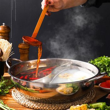 반반냄비 짬짜면 라면 냄비 마라훠궈 나눔 전골 샤브 냄비 인덕션 28cm 스텐 샤브샤브 냄비 K798